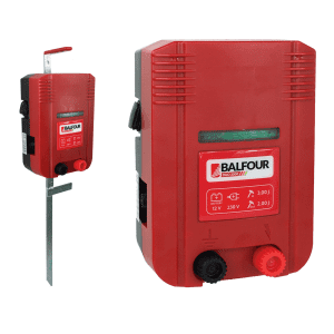 Balfour 3000 electric fence energiser can come with it's own mounting stand / earth stake