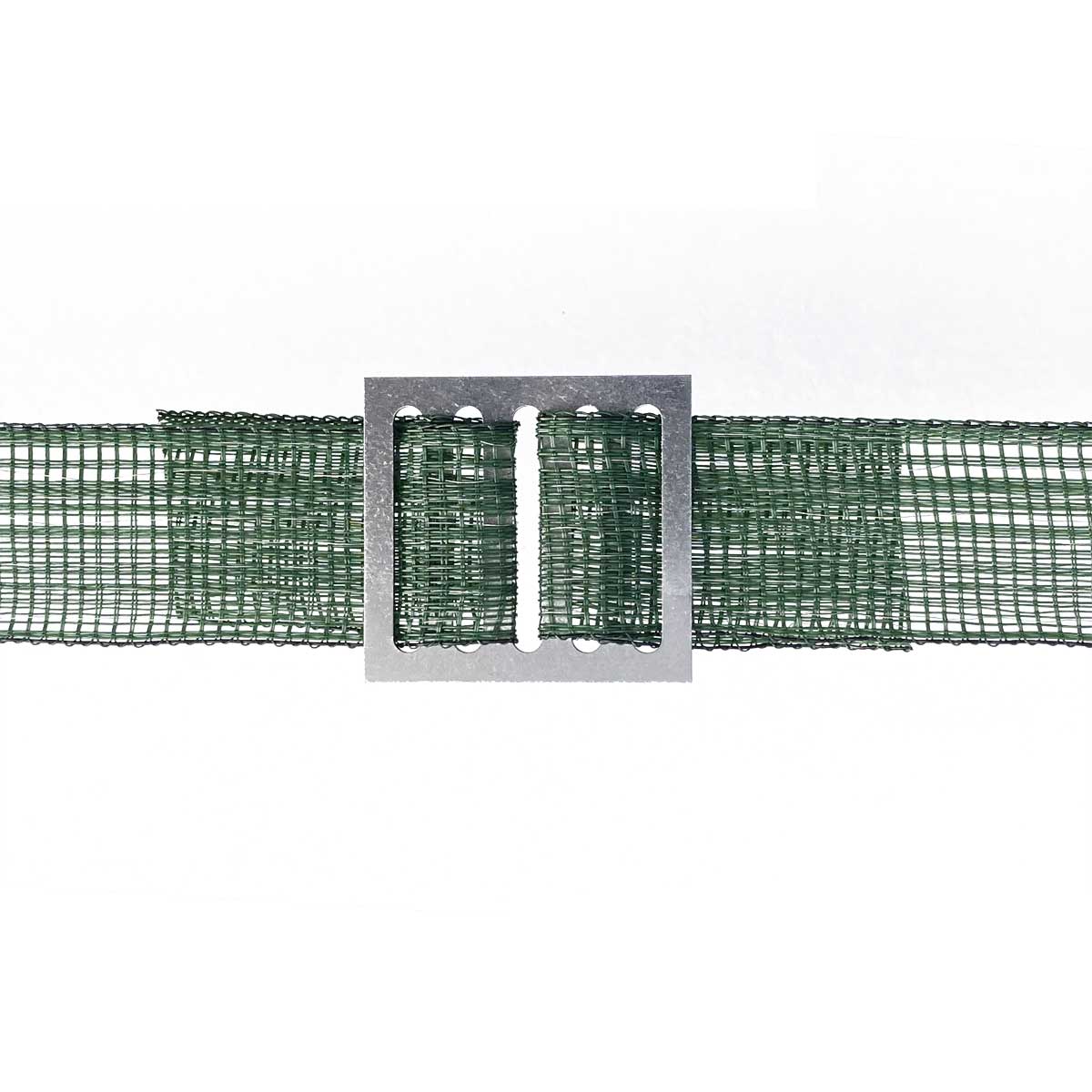 connector plate showing how to join one line of 40mm electric fence polytape together on a fence