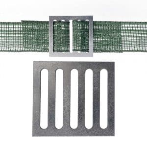 Stainless steel connection plates to join 40mm electric fence tape together