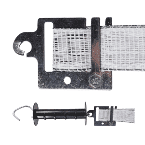 Plate to keep 40mm tape flat when it clips into the back of a gate handle