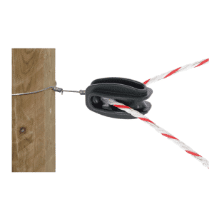 Corner insulation egg for electric fence rope