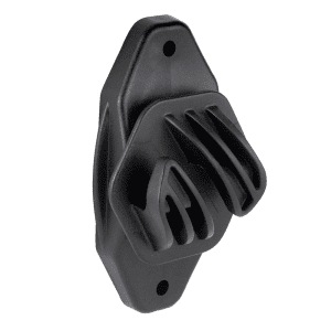 An insulator to screw onto a wooden fenceposts to hold electric fencing rope