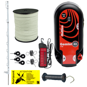 Electric fencing kit for horses comes with a choice of Hotline Gemini energisers, 20mm tape and posts. All energisers have a 5yr warranty