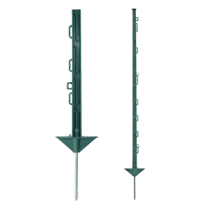 Green 3ft plastic electric fencing post for fields with double footplate