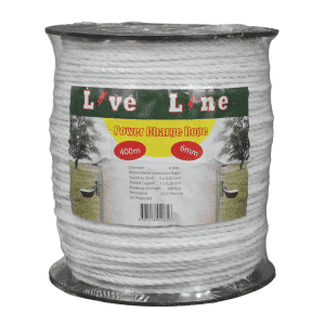 White Power Charge Rope contains tinned copper for long distance electric fences