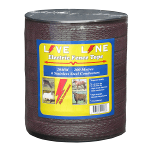 Liveline 20mm brown electric fence tape