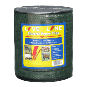 20mm Liveline electric fence tape for horse in green