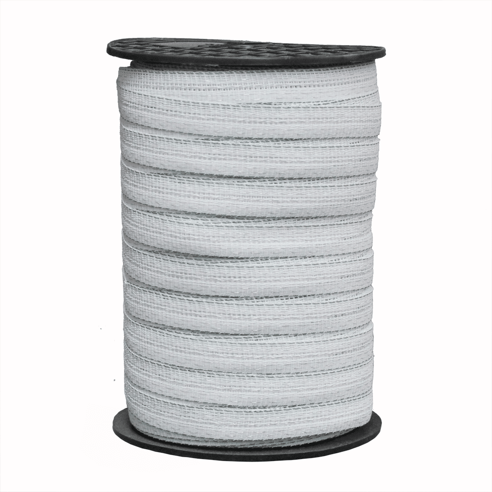 White 20mm electric fencing tape 200m long