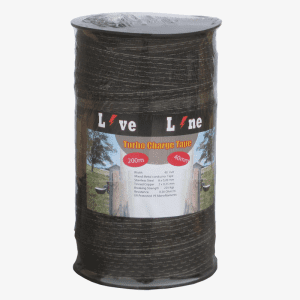 40mm Brown Turbo electric fencing tape with tinned copper and stainless steel conductors for long fences