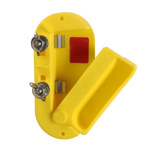 Big yellow switch to turn electric fences on & off